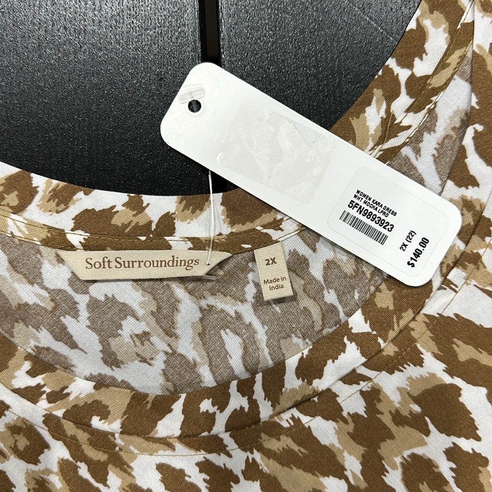 Soft Surroundings Kara Maxi Dress in White Mocha Leopard Print - 2X - Picture 6 of 7